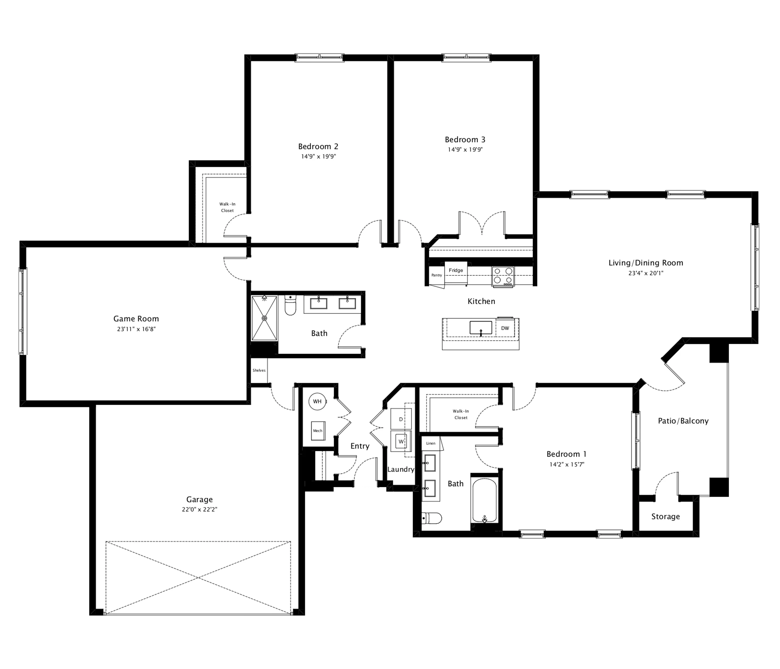 Example of a clean classic 2D floor plan